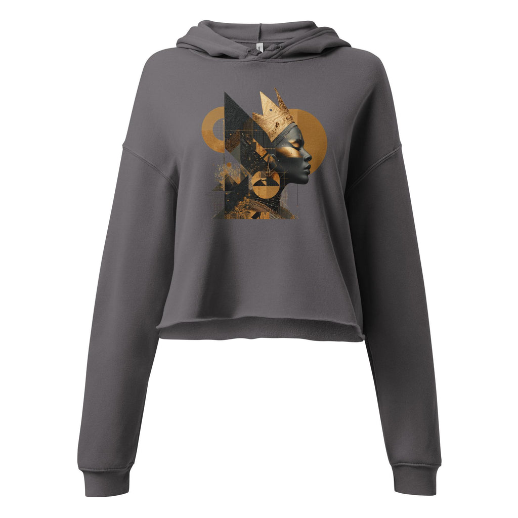 Graphic Print Cropped Hoodie with Raw Hem – Cotton Poly Blend pullover