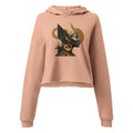 Graphic Print Cropped Hoodie with Raw Hem – Cotton Poly Blend pullover