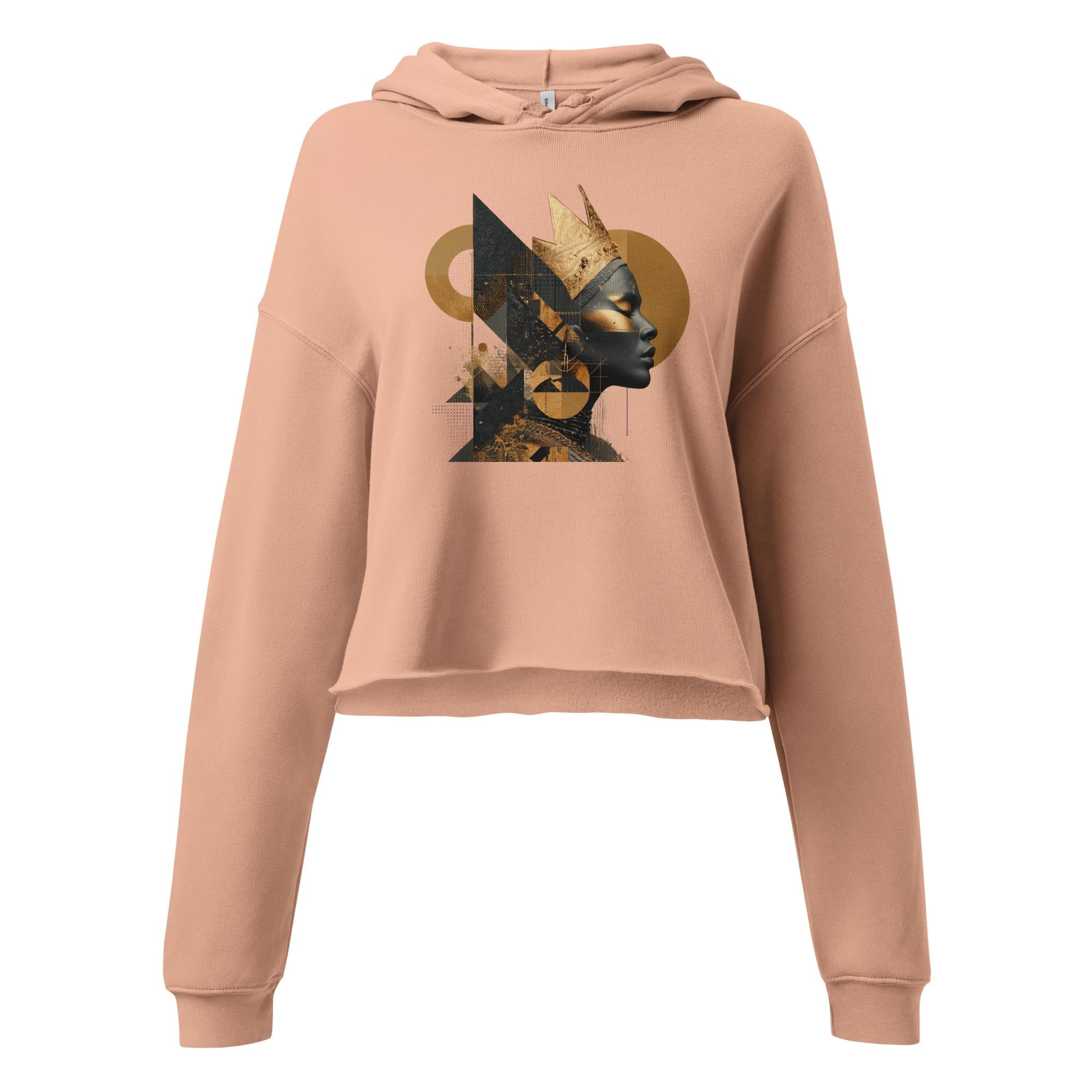 Graphic Print Cropped Hoodie with Raw Hem – Cotton Poly Blend pullover