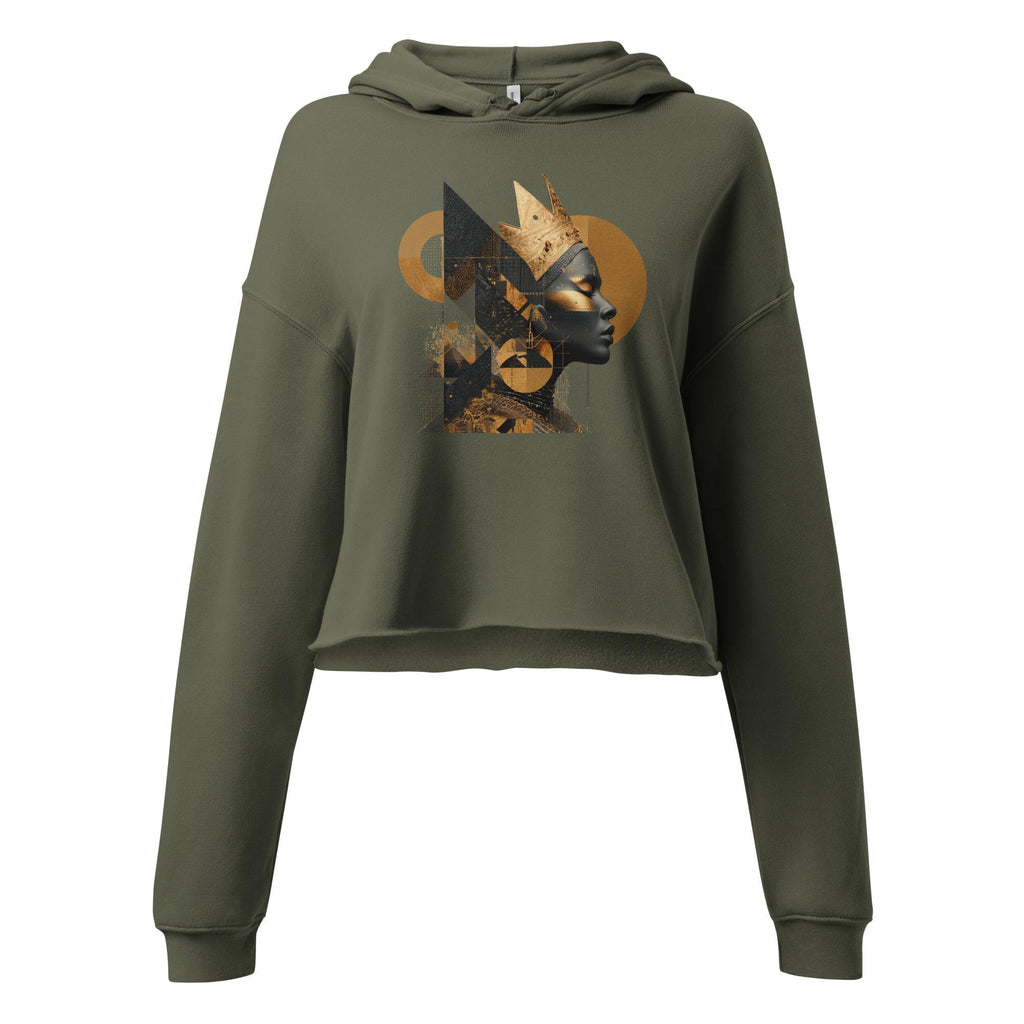Graphic Print Cropped Hoodie with Raw Hem – Cotton Poly Blend pullover